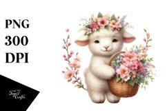 Detailed Boho Baby Lamb with Flowers Product Image 1