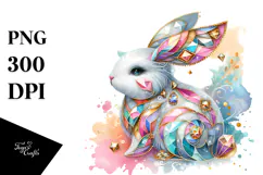 Pastel Bunny Made of Diamonds with Golden Insertions, Product Image 1