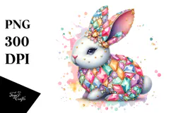 Pastel Bunny Made of Diamonds with Golden Insertions, Product Image 1