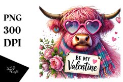 Detailed Pink Highland Cow PNG Product Image 1