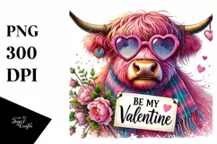 Detailed Pink Highland Cow PNG Product Image 1