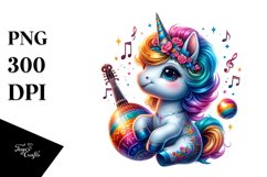 Colorful Baby Unicorn with Latin Club PNG Product Image 1