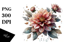 Dahlia Watercolor Splash PNG Product Image 1