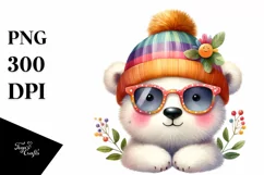 Colorful Polar Bear Baby | Cute Sunglasses Clipart Product Image 1