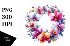 Vibrant Abstract Whreath with Orchid | Sublimation | Clipart Product Image 3