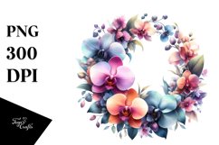Vibrant Abstract Whreath with Orchid | Sublimation | Clipart Product Image 3