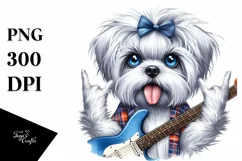 Maltese Rock Star Watercolor | Metalic Insertions Product Image 1