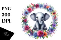 Baby Elephant Floral Frame | Clipart Product Image 3