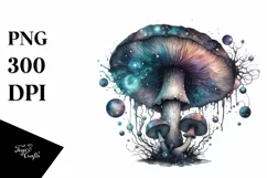 Detailed Mystical Celestial Mushroom, PNG Product Image 1