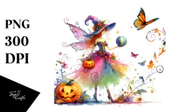 Fairy Halloween Cute Vibrant Drawing | Sublimation | Product Image 1
