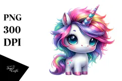 Cute Unicorn with Cool Haircut PNG Product Image 1