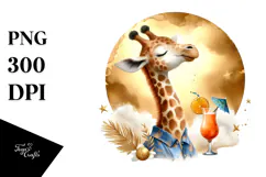 Happy Giraffe in Beachwear PNG Product Image 1