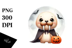 Cute Halloween Walrus PNG Product Image 1