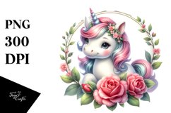 Cute Baby Unicorn Camellia Frame | Clipart Product Image 3