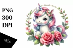 Cute Baby Unicorn Camellia Frame | Clipart Product Image 3