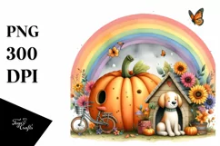 Dog House Pumpkin Rainbow Clipart Product Image 1
