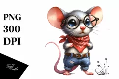 Watercolor Mouse Big Eyes with Bandana | Sublimation | Product Image 3