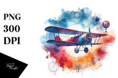 Washed Vintage Plane | Colorful Clipart Product Image 1