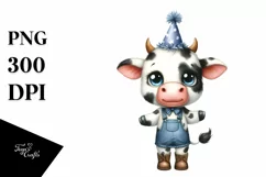 Happy Baby Cow with Party Hat and Boots | Sublimation | Product Image 1