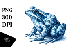 Blue Toile Frog, Transparent PNG Product Image 1
