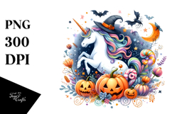 Unicorn Halloween Scenery | Sublimation Clipart Product Image 1