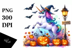 Vibrant Halloween Unicorn | Sublimation | Clipart Product Image 3