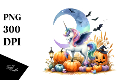 Vibrant Halloween Unicorn | Sublimation | Clipart Product Image 1