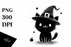 Funny Black Cat Halloween Clipart PNG Product Image 3