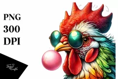 Quirky Chicken Portrait with Sunglasses and Chewing Gum | Product Image 3