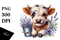 Cute Watercolor Baby Cow | Sublimation | Clipart Product Image 1
