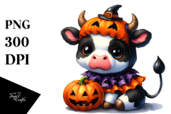 Cute Halloween Baby Cow | Sublimation | Clipart Product Image 1