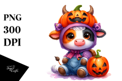 Cute Halloween Baby Cow | Sublimation | Clipart Product Image 1