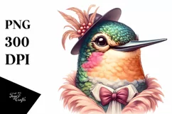 Funny Cute Hummingbird Watercolor Vintage Diva Product Image 3