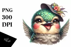 Funny Cute Hummingbird Watercolor Vintage Diva Product Image 3