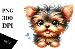 Watercolor Baby Cartoon Yorkipoo PNG Product Image 1