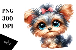 Watercolor Baby Cartoon Yorkipoo with Big Eyes JPEG Product Image 1