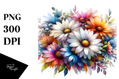 Abstract Colorful Daisy with Glossy Petals, High-Res PNG Product Image 1