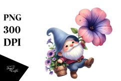 Floating Gnome with Petunia PNG Product Image 1