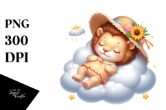 Cute Lion Sleeping on the Cloud for Summer | Clipart Product Image 1