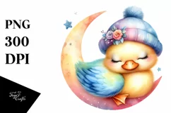 Colorful Baby Duck | Sleeping Moon Clipart Product Image 3