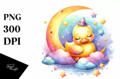 Colorful Baby Duck | Sleeping Moon Clipart Product Image 3