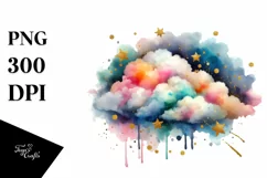 Colorful Watercolor Cloud with Small Foil | Clipart Product Image 3