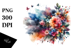 Colorful Grungy Flower Painting, PNG Product Image 1
