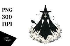 Simple Watercolor Retro Evil Witch PNG Product Image 1
