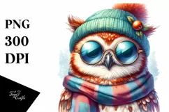 Funny Cute Owl Watercolor Scarf Sunglasses Product Image 1