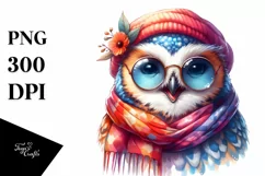 Funny Cute Owl Watercolor Scarf Sunglasses Product Image 1