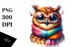 Funny Cute Owl Watercolor Scarf Sunglasses Product Image 1