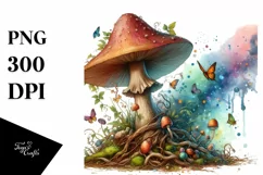 Magical Mushroom Watercolor Splash PNG Product Image 3
