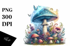 Magical Mushroom Watercolor Splash PNG Product Image 1