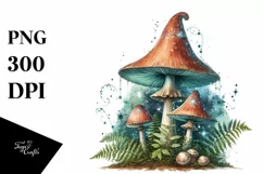 Magical Mushroom Watercolor Splash PNG Product Image 1
